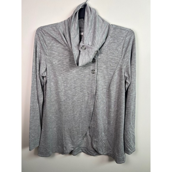Maurices Sweaters - maurices‎ Womens Gray Long Sleeve Asymmetrical Button Neck Top Size L
